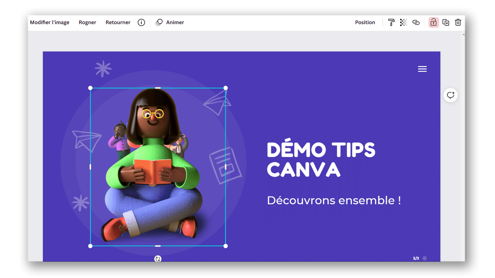 Démo de vérouillage d'élement sur canva